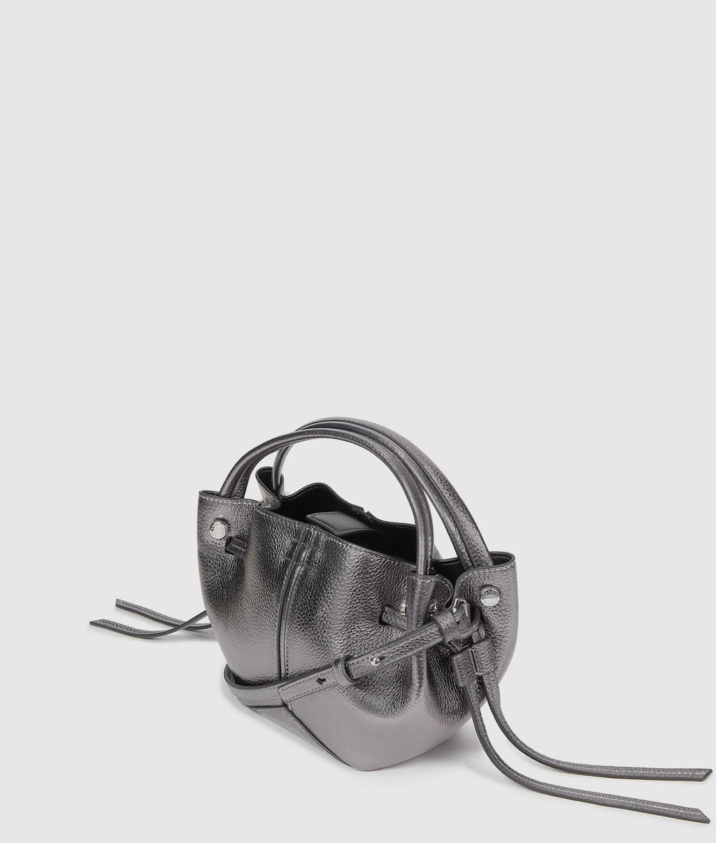 K/Pierced mini metallic bucket bag