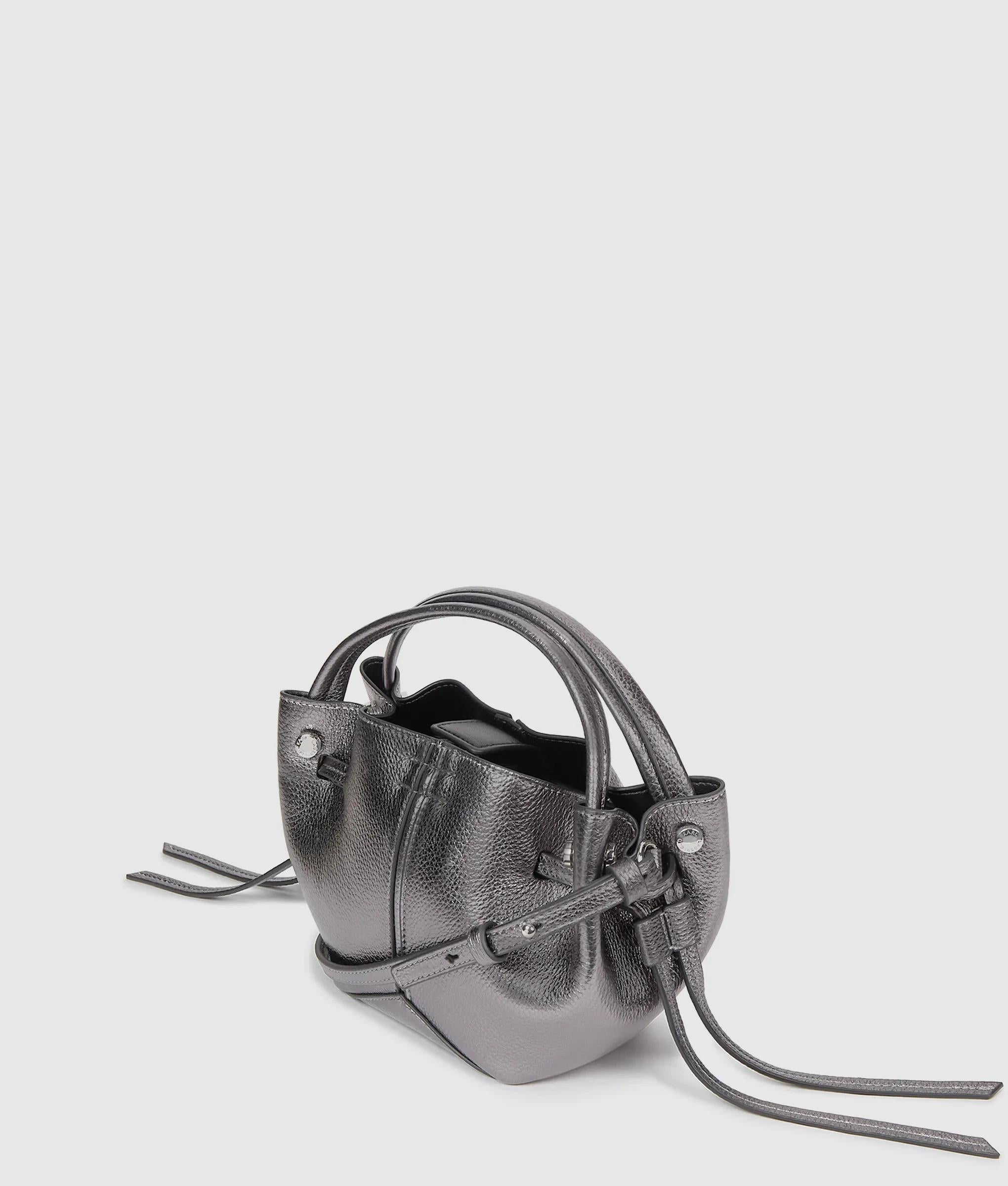 K/Pierced mini metallic bucket bag