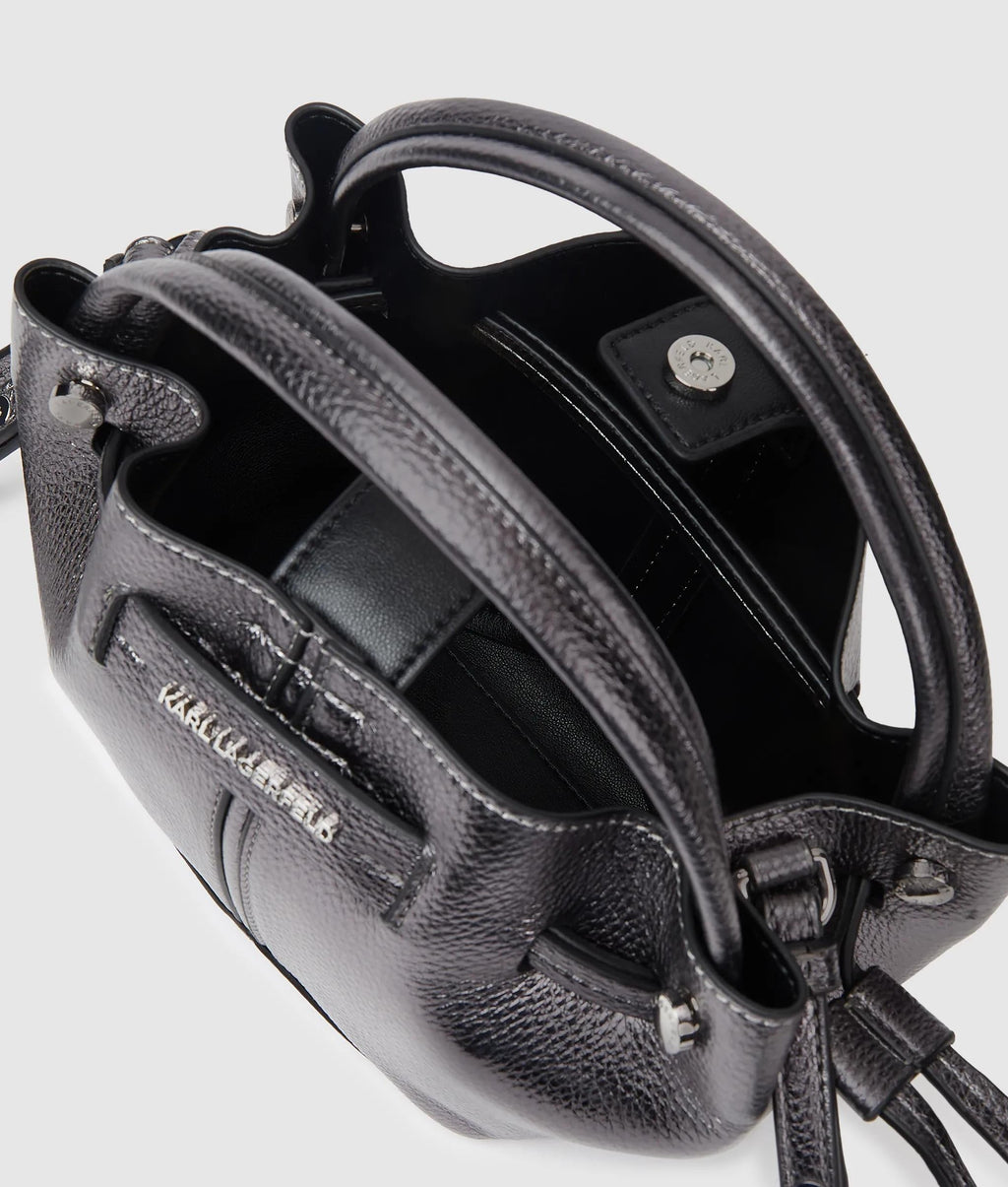 K/Pierced mini metallic bucket bag
