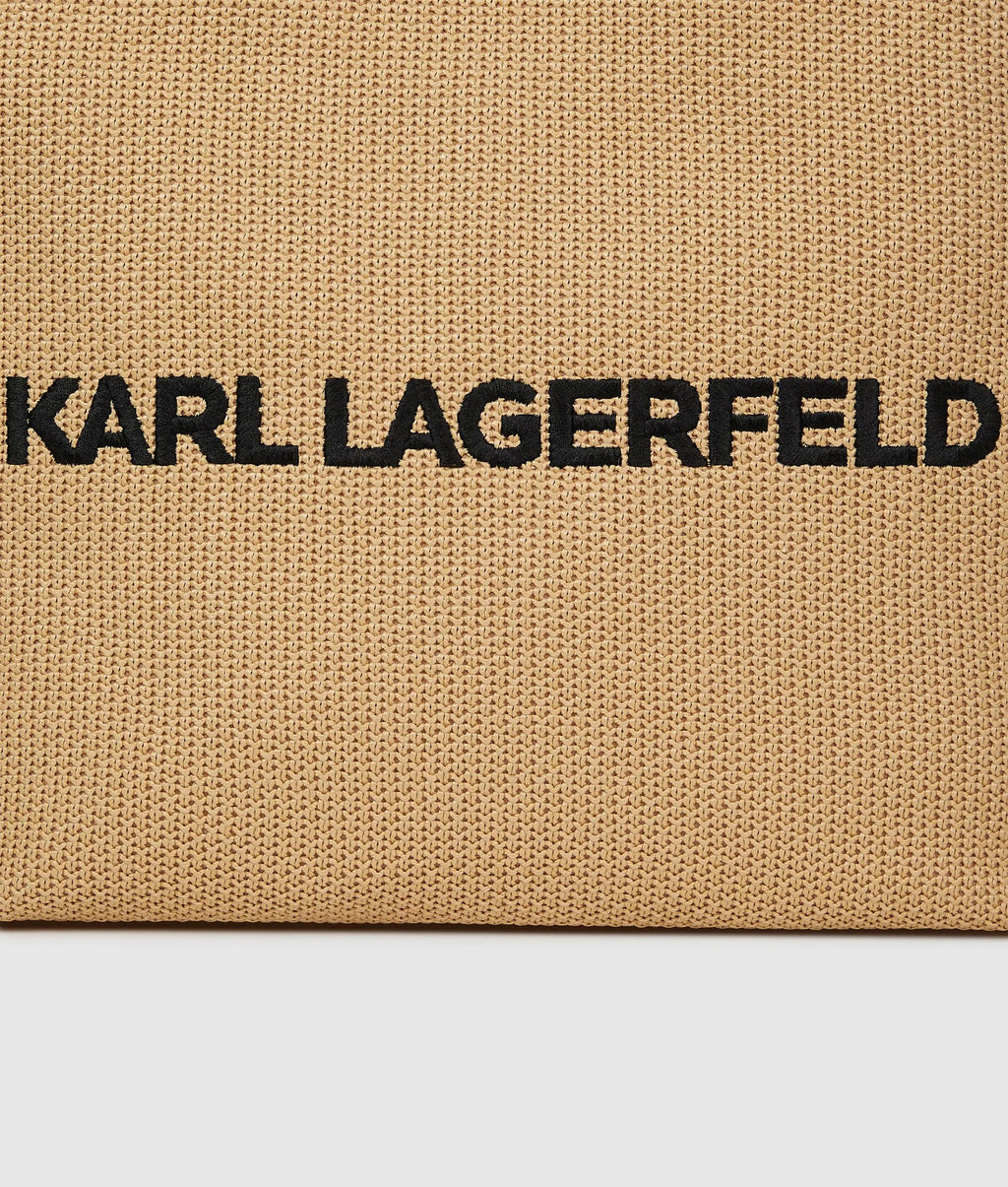 Logo large square woven beach bag