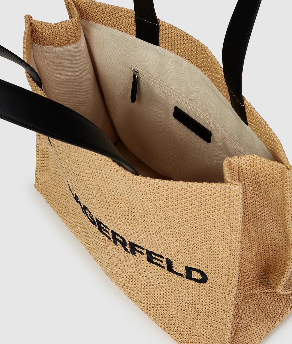 Logo large square woven beach bag