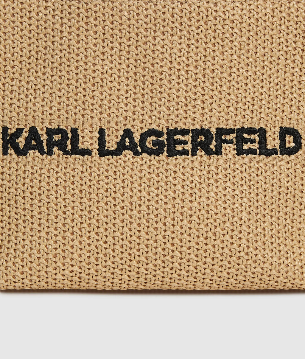 Logo small square woven beach bag
