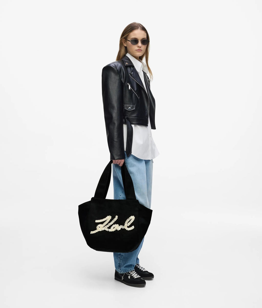 K/Signature ruffled logo shopper