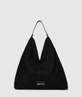 Pinstripe denim trapeze shopper