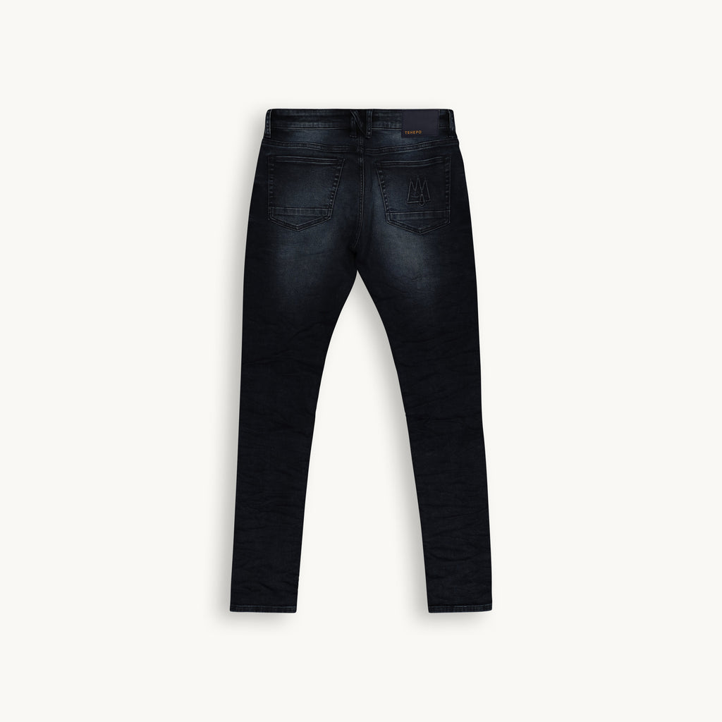 N1 BLUE BLACK CREASED JEANS 