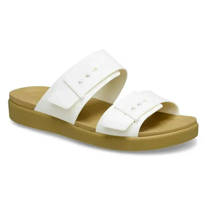 Crocs Brooklyn Lyn Buckle Low Sandal - Chalk/Tan