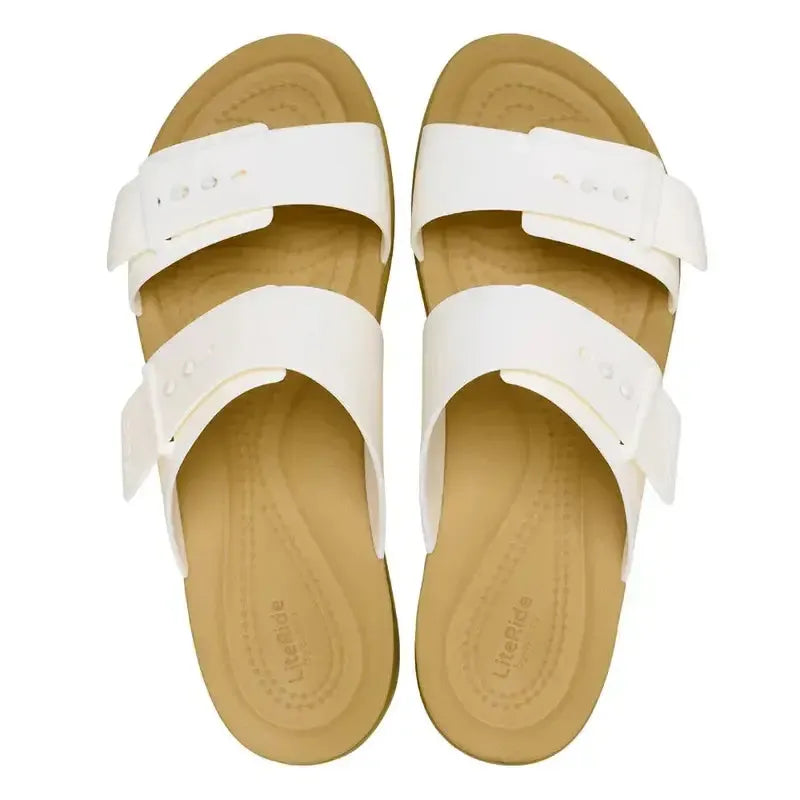 Crocs Brooklyn Lyn Buckle Low Sandal - Chalk/Tan