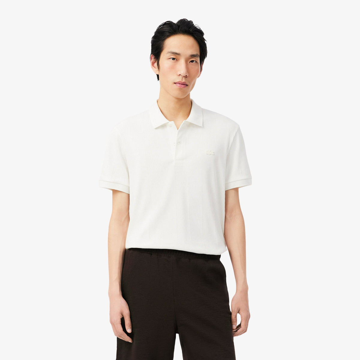 Classic Fit Ribbed Knit Polo Shirt