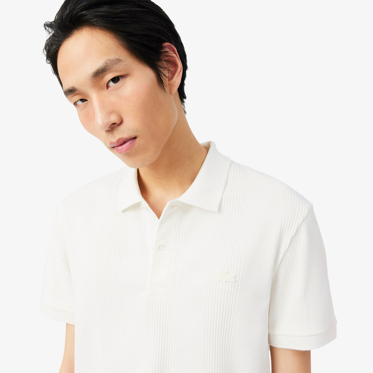Classic Fit Ribbed Knit Polo Shirt