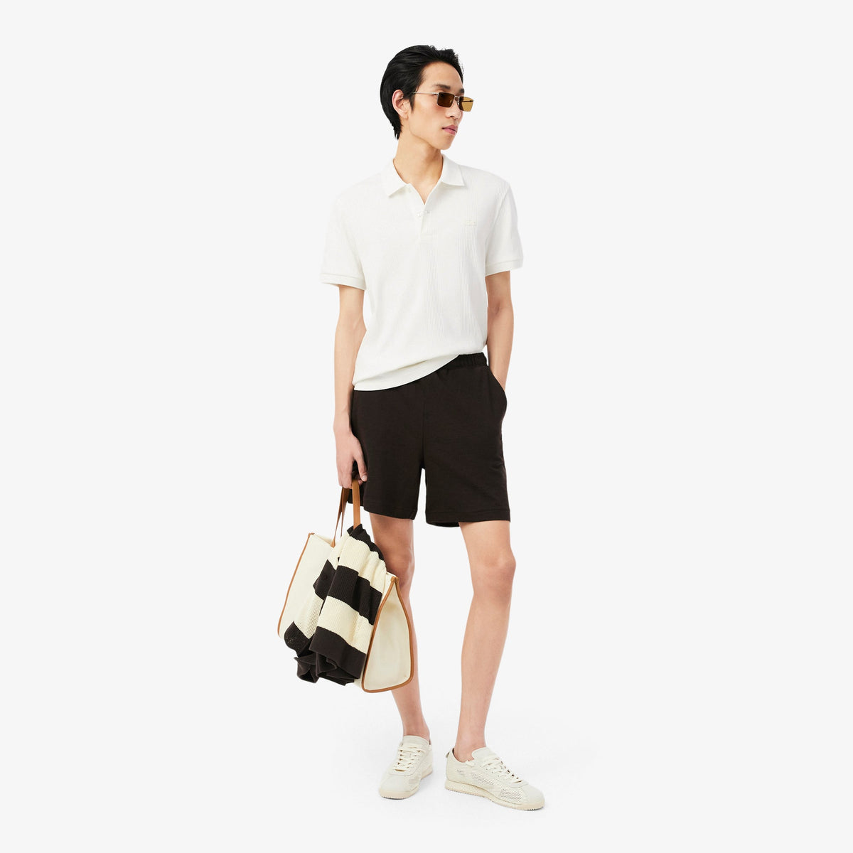 Classic Fit Ribbed Knit Polo Shirt