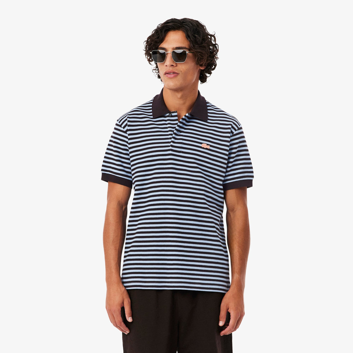 Classic Fit Textured Striped Polo Shirt