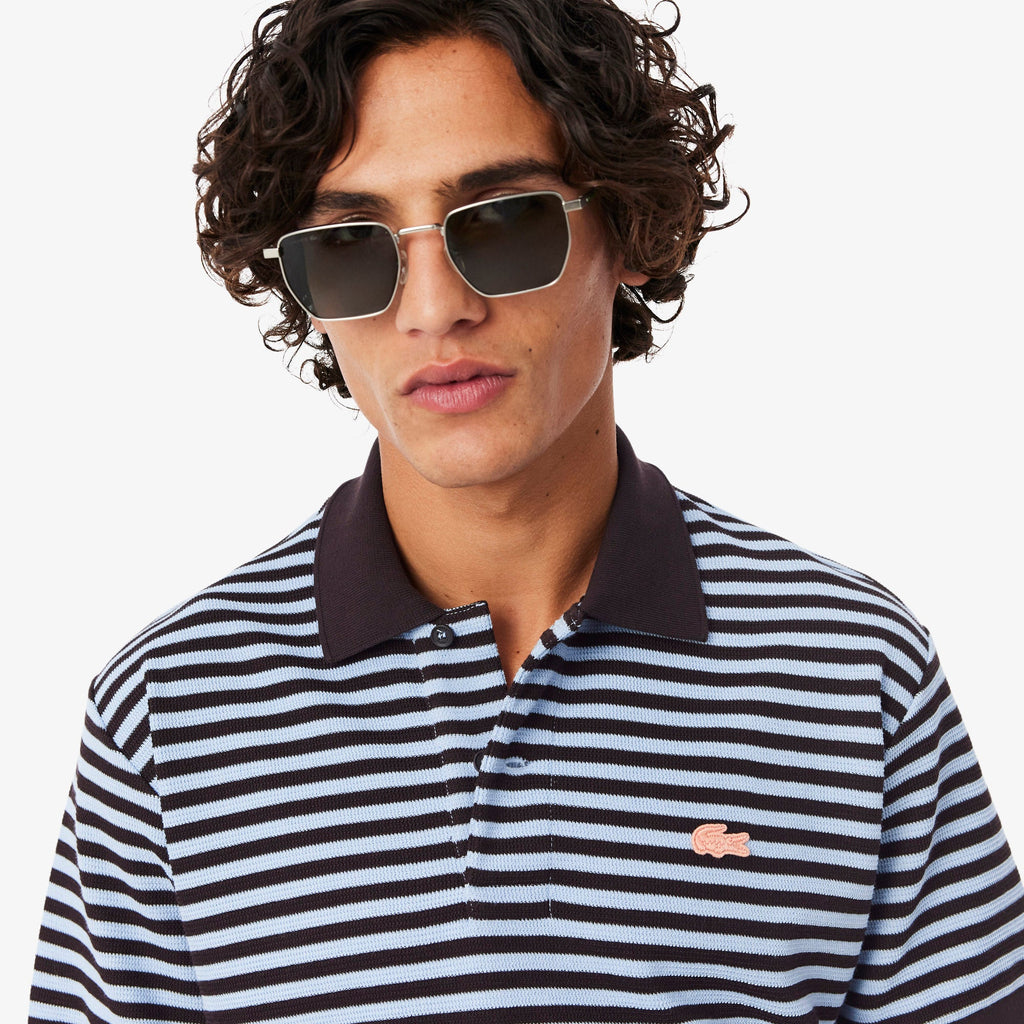 Classic Fit Textured Striped Polo Shirt