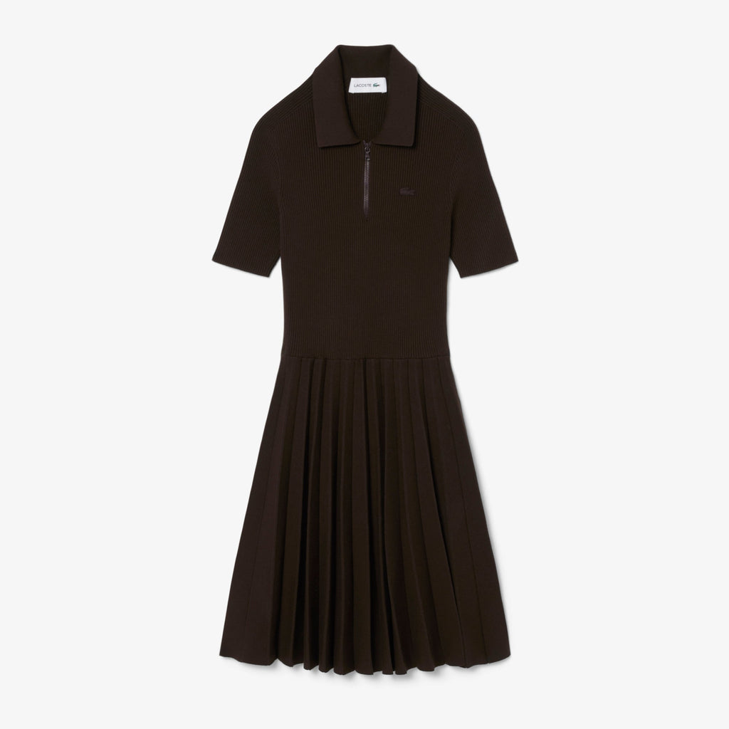 Pleated Polo Collar Dress