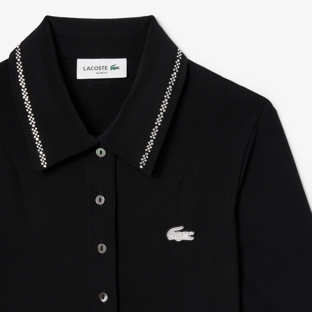 Slim Fit Diamanté Crocodile Polo Collar Dress