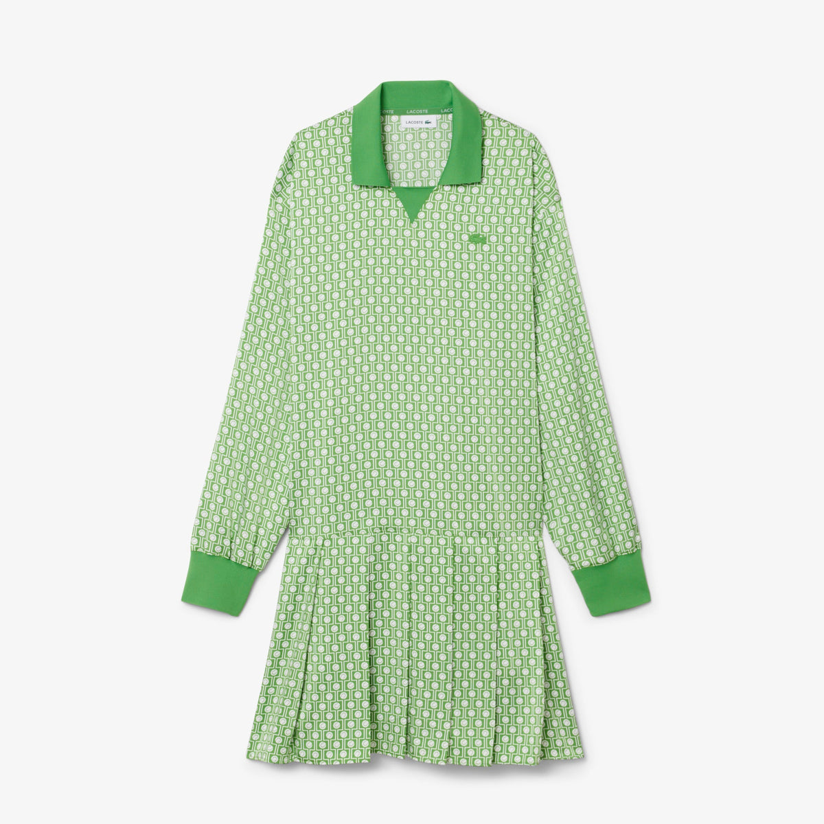 Pleated Satin Polo Dress