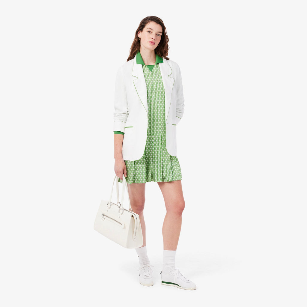 Pleated Satin Polo Dress