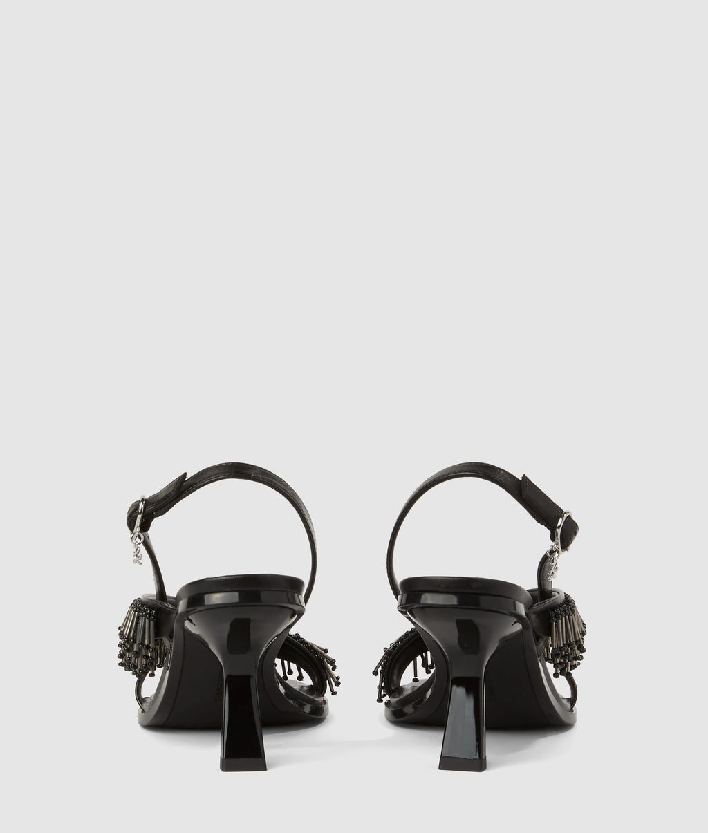 Karmel fringe heeled slingbacks