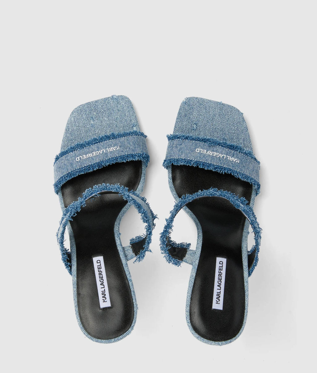 Waverly twin strap denim heeled sandals