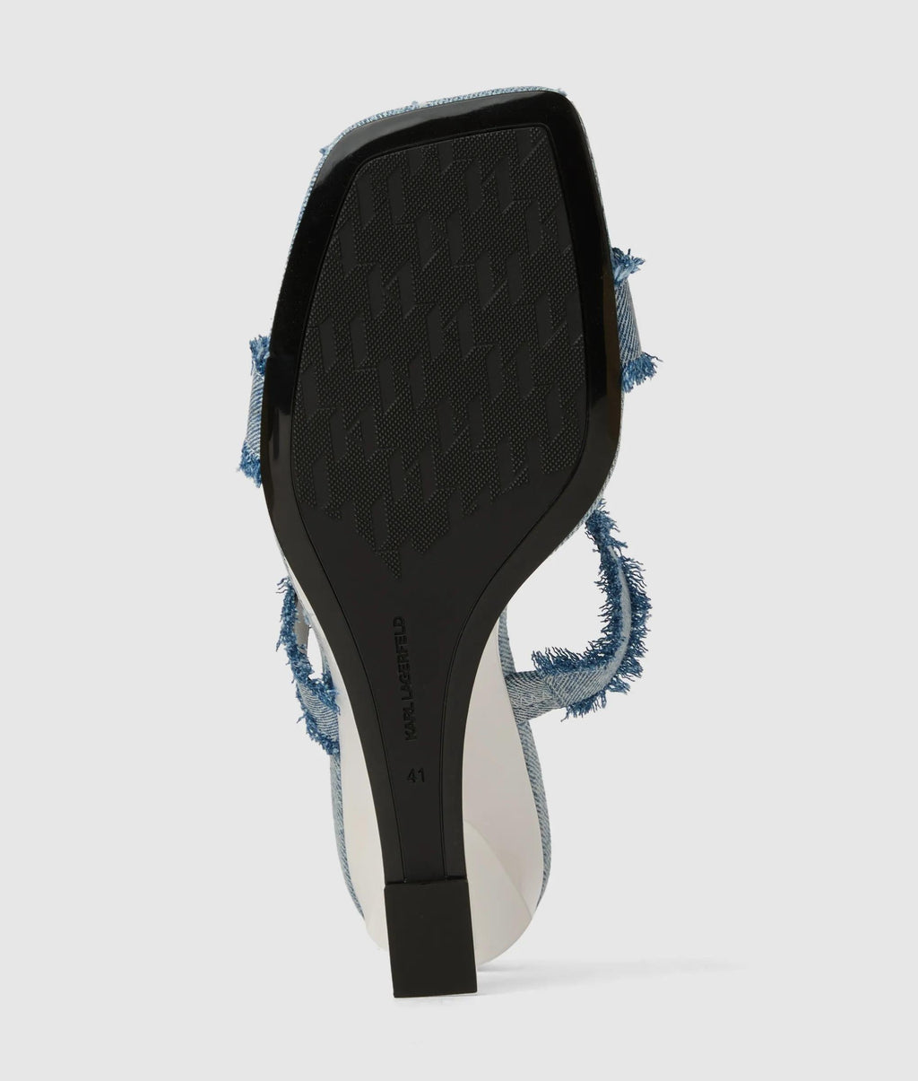 Waverly twin strap denim heeled sandals