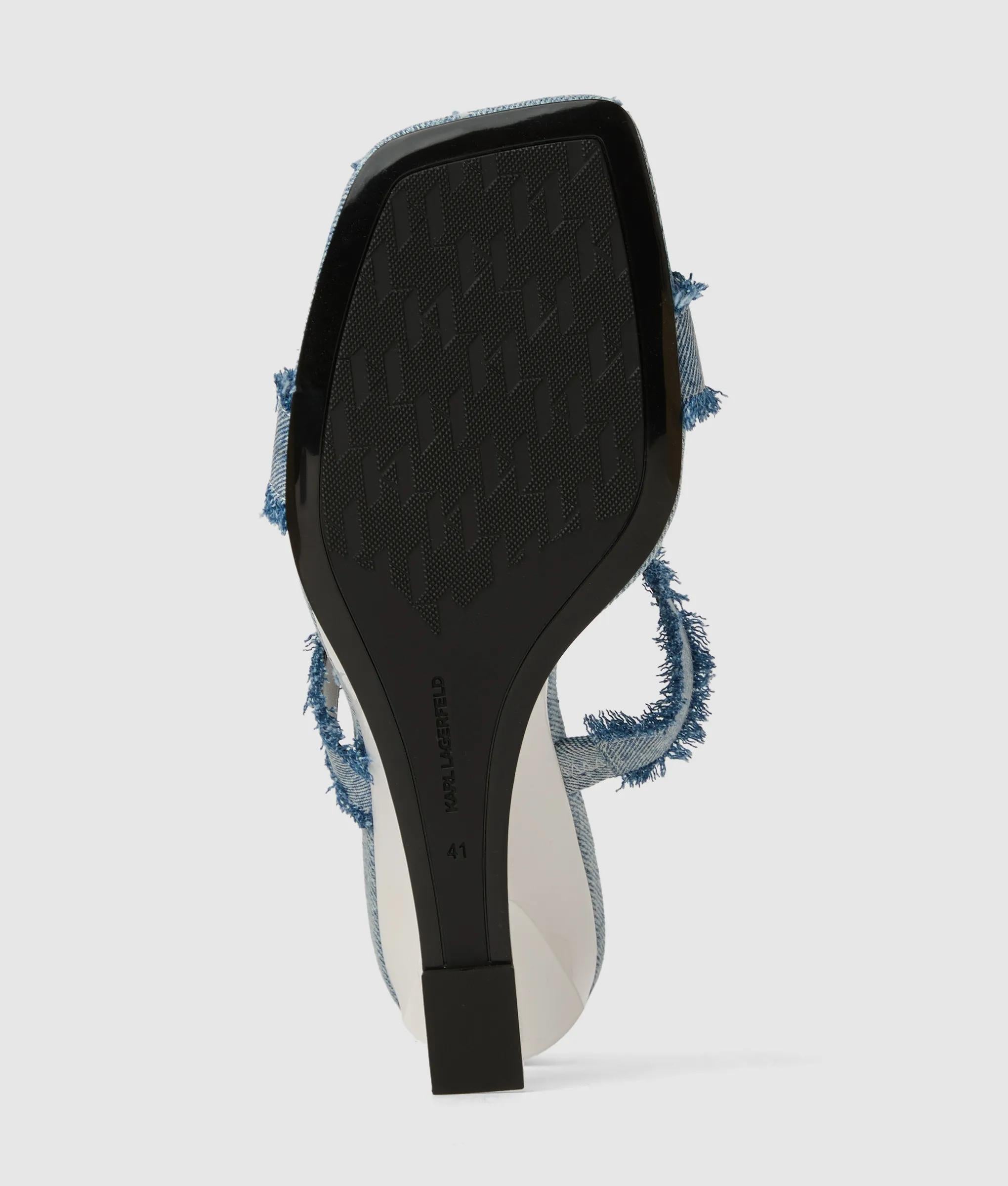 Waverly twin strap denim heeled sandals