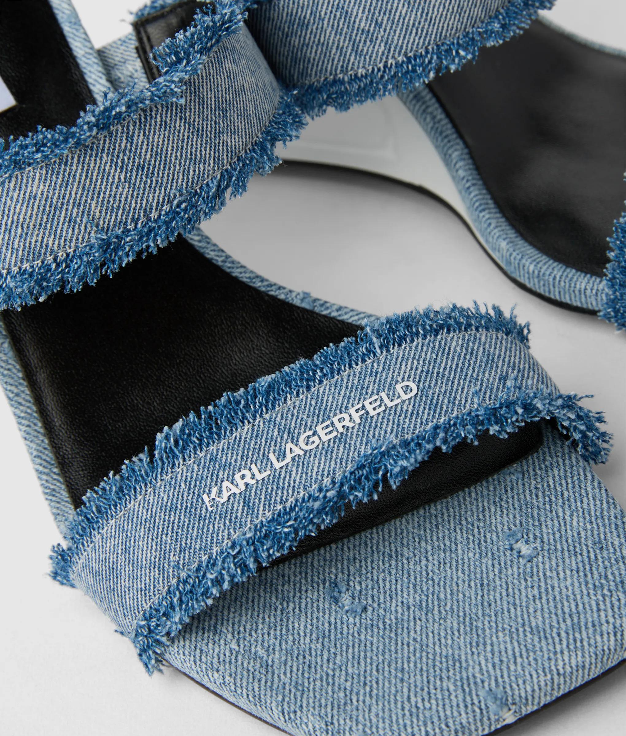 Waverly twin strap denim heeled sandals