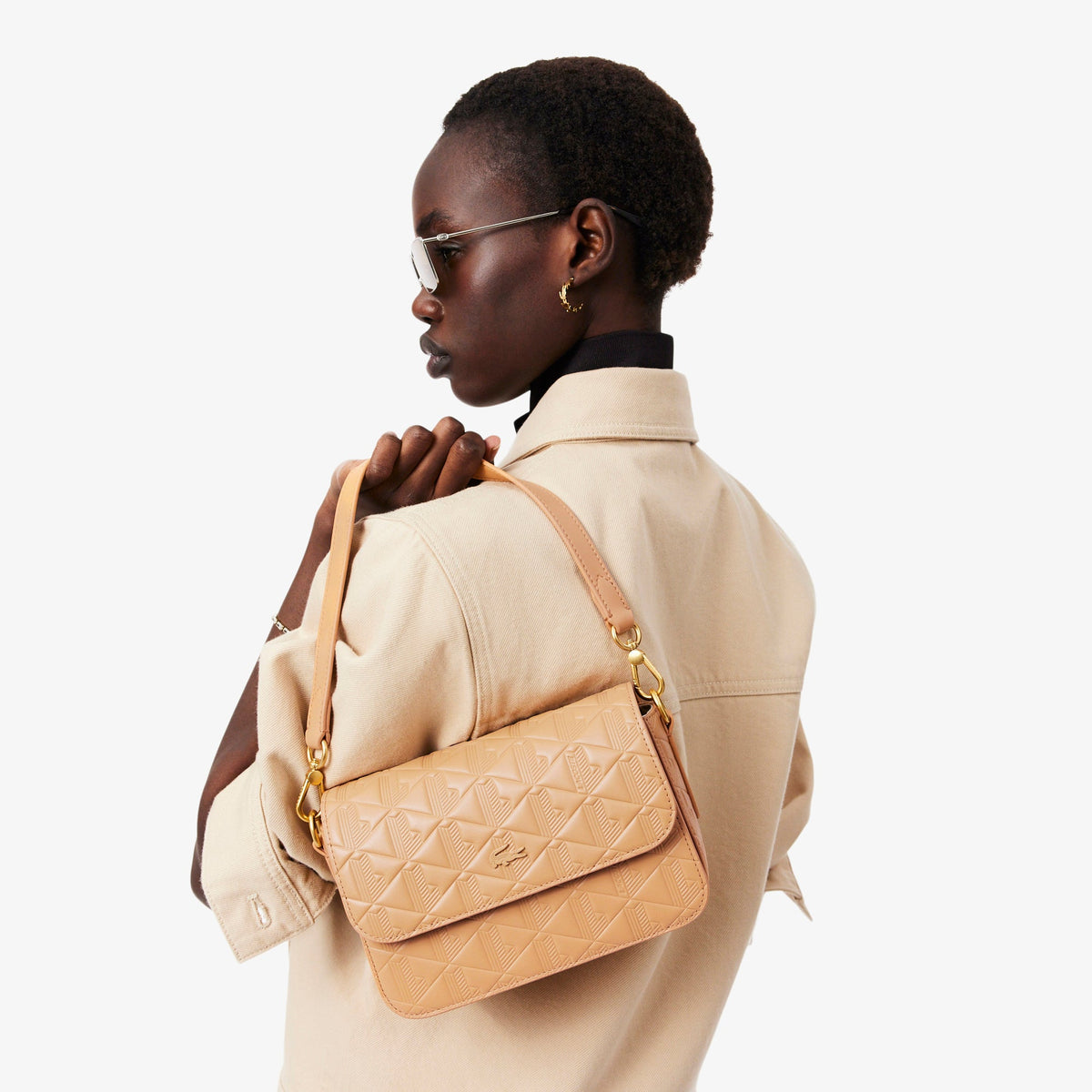 Maheki Embossed Leather Shoulder Bag