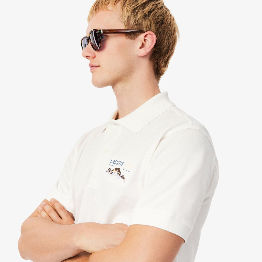 Classic Fit Embroidered Motif Piqué Polo Shirt
