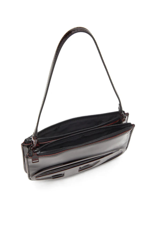 1DR Twin-Double-pouch shoulder bag in liquid PU