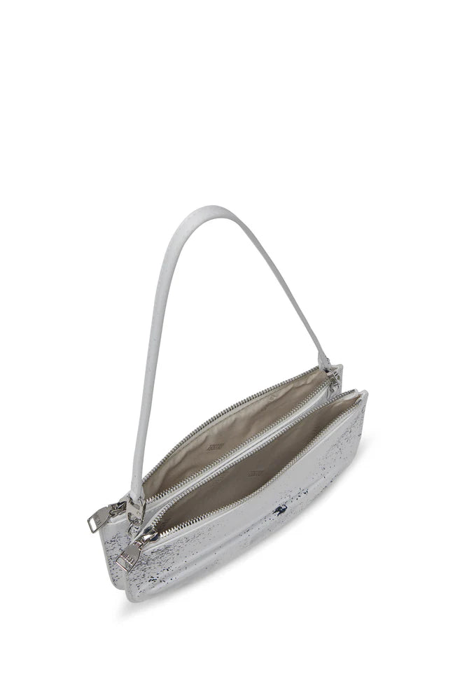 1DR Twin-Double-pouch shoulder bag in printed leather