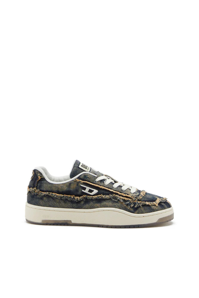 S-Tracker-D-Frayed denim sneakers with transparent sole