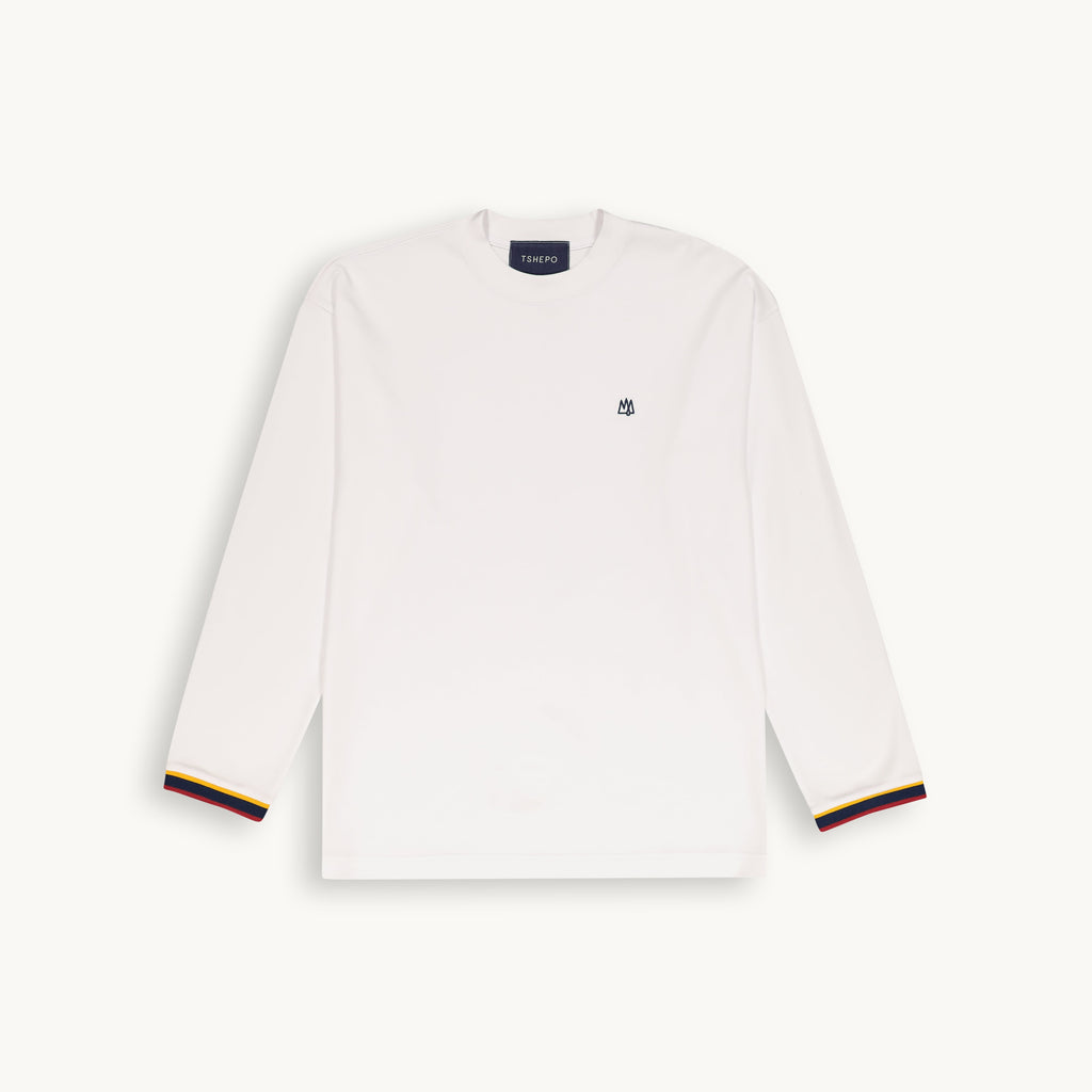 FLAG CUFF MONARCH LONG SLEEVE T-SHIRT WHITE