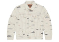 Corteiz Alcatraz Pattern Denim Jacket White