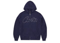 Corteiz Thick Stitch Allstarz Logo Print Zip Hoodie Navy