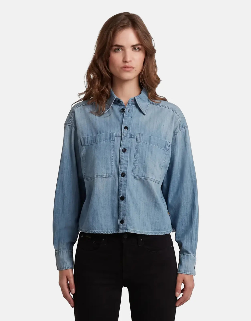 G-Star RAW Cropped Relaxed Shirt Faded Cadet Blue