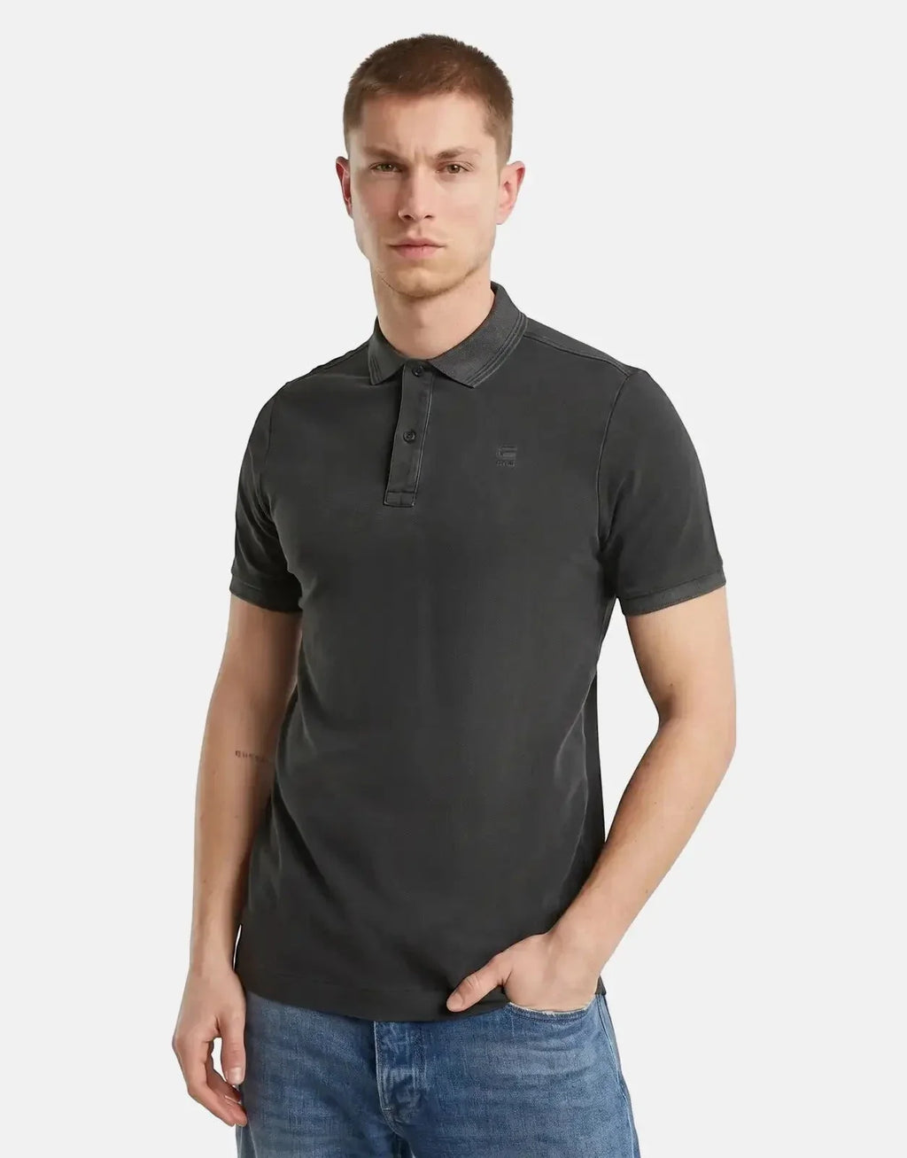 G-Star RAW Dunda Overdyed Black Slim Polo Shirt