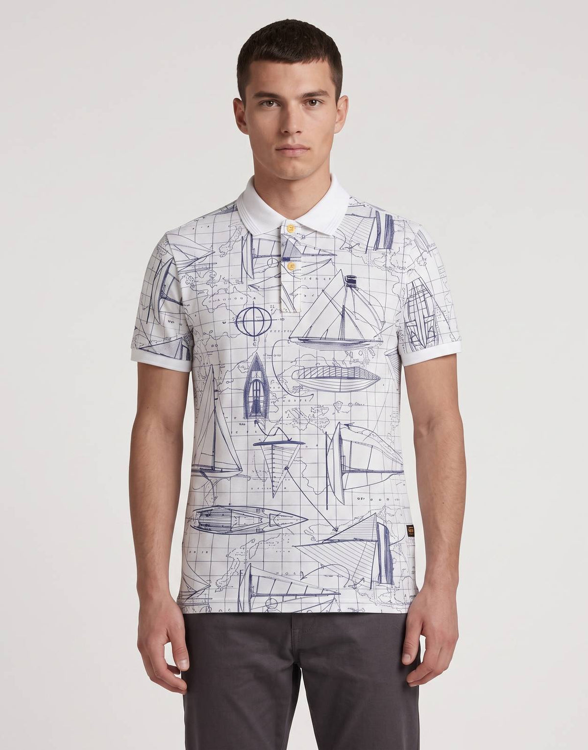 G-Star RAW Dunda Slim AOP White Polo Shirt