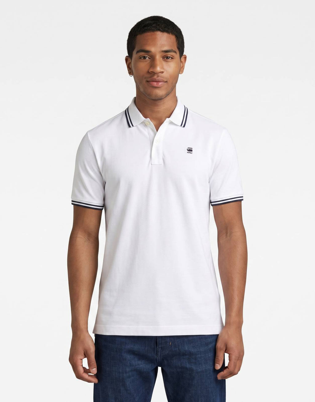G-Star RAW Dunda Slim Stripe White Polo Shirt