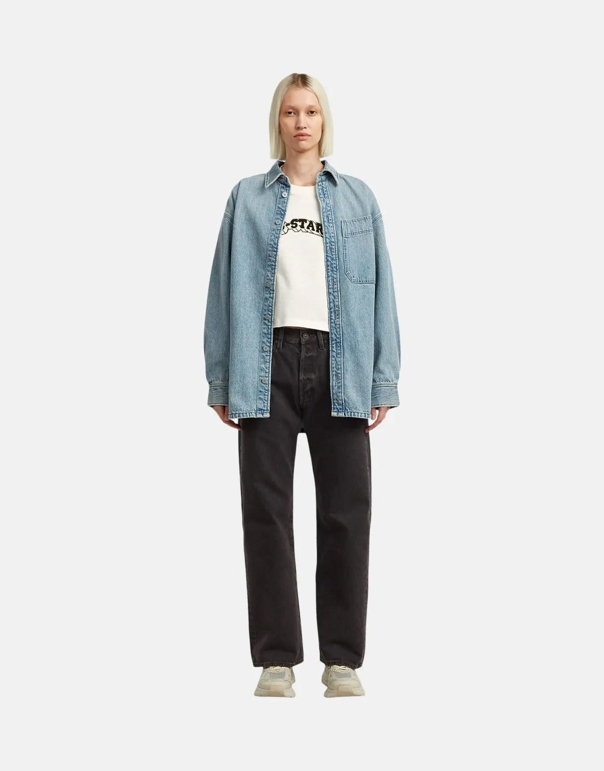 G-Star RAW Felt Logo Boxy Milk T-Shirt