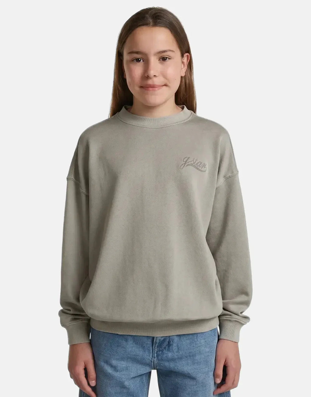 G-Star RAW Girls Oversized Crew Grey Allow Sweatshirt