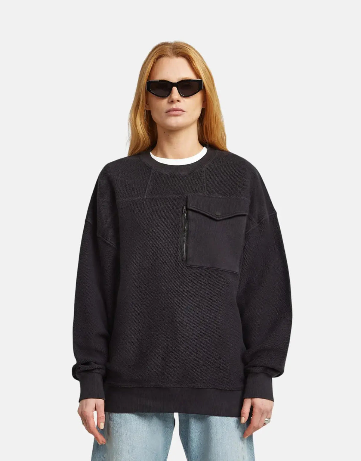 G-Star RAW Multi Pocket Mix Loose Cropped Black Sweater