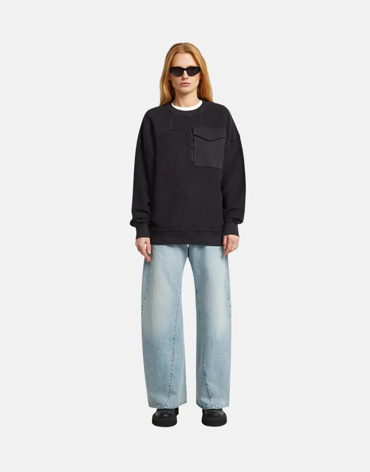 G-Star RAW Multi Pocket Mix Loose Cropped Black Sweater