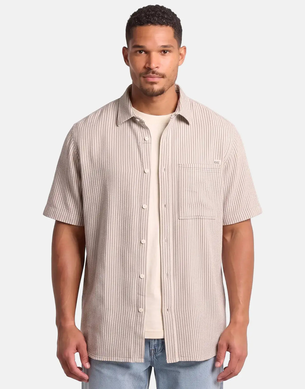 G-Star RAW One Pocket Regular Rank Blue Slim Stripe Shirt