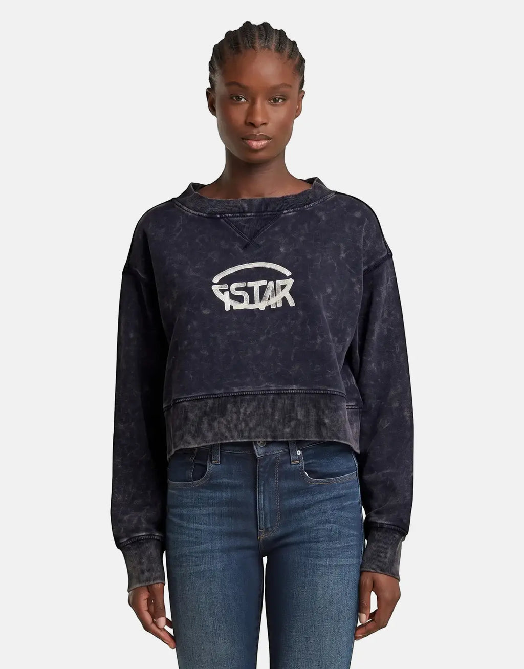 G-Star RAW Overdyed Cropped Logo Loose Osaka Blue