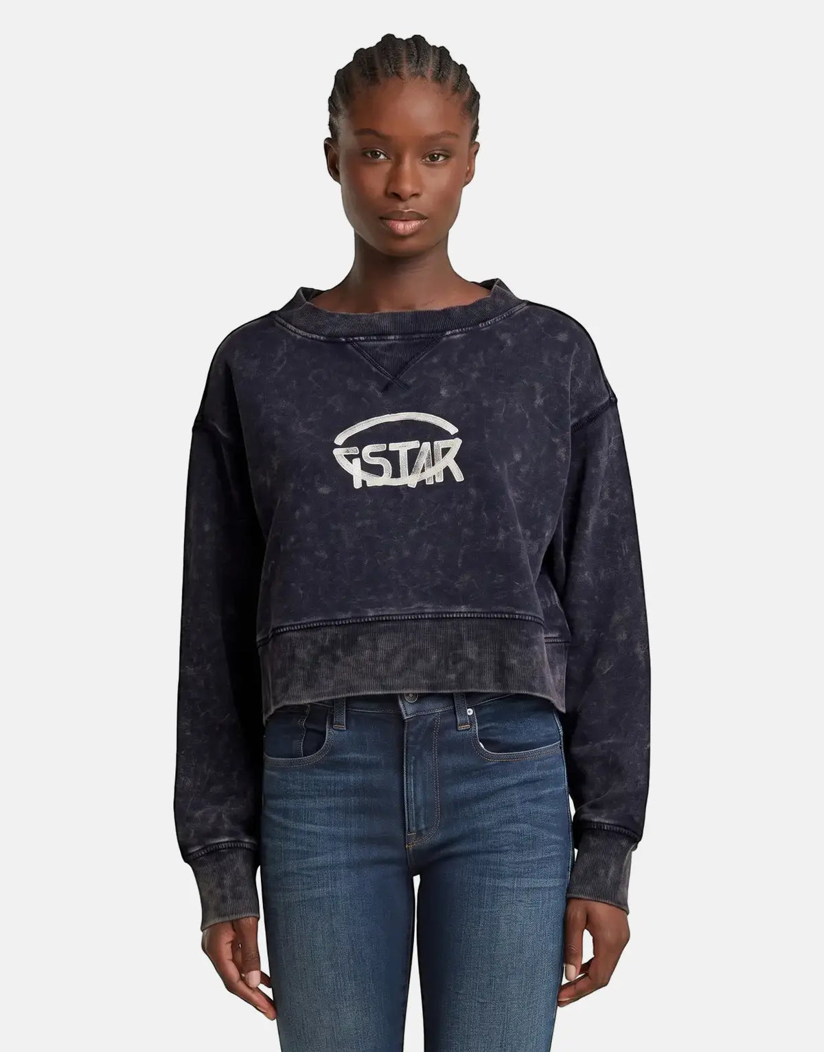 G-Star RAW Overdyed Cropped Logo Loose Osaka Blue