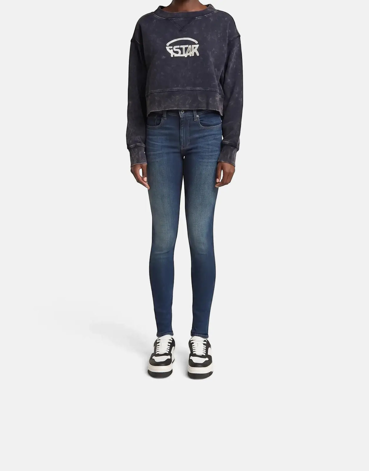 G-Star RAW Overdyed Cropped Logo Loose Osaka Blue