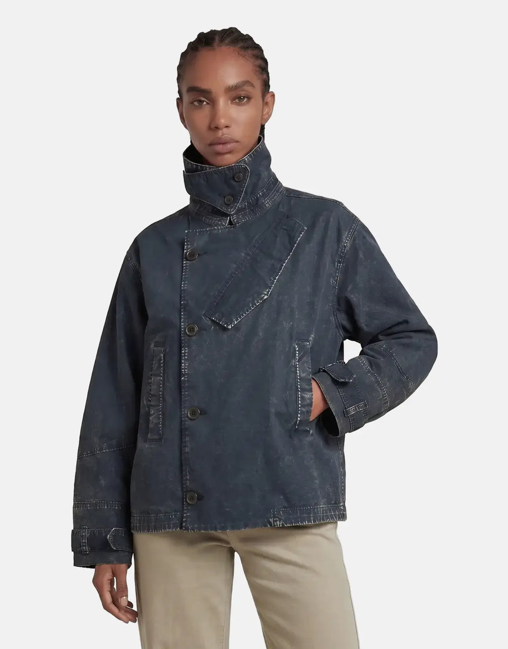 G-Star RAW Oversized Short Trench Coat Overdye Salute