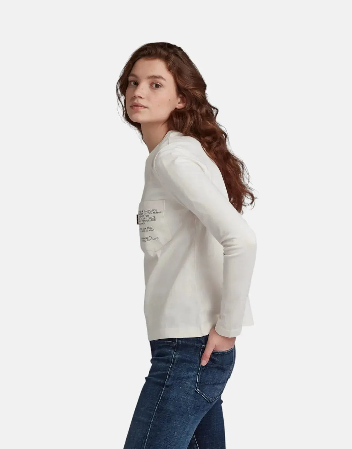 G-Star RAW Text Pocket Loose Milk Top