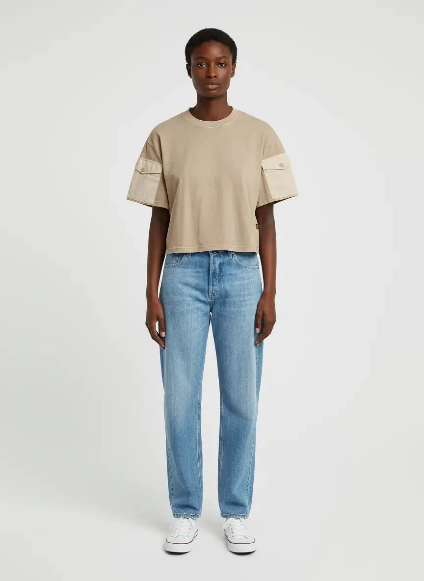 G-Star RAW Washed Mix Boxy Brick Cropped T-Shirt