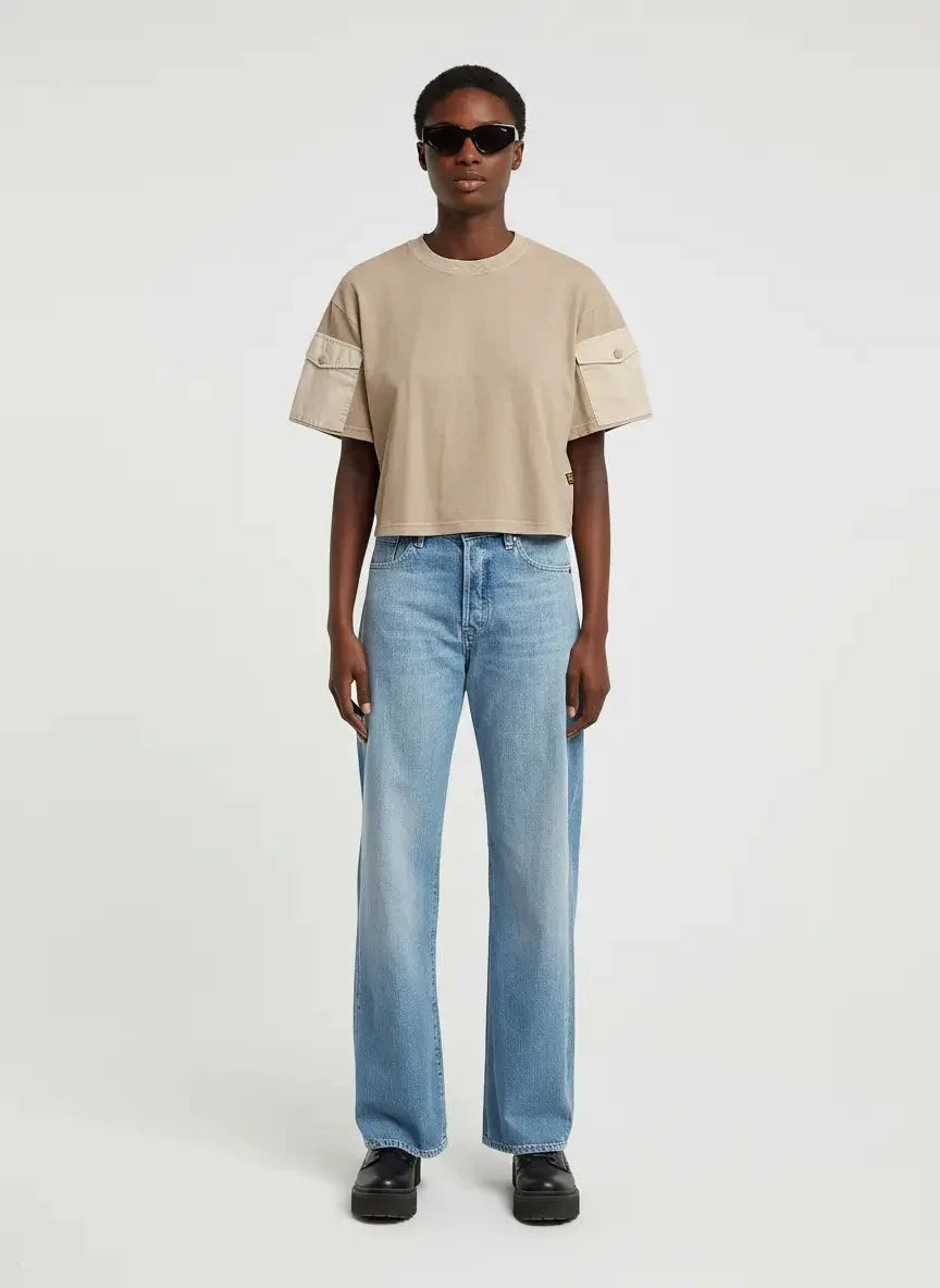 G-Star RAW Washed Mix Boxy Brick Cropped T-Shirt