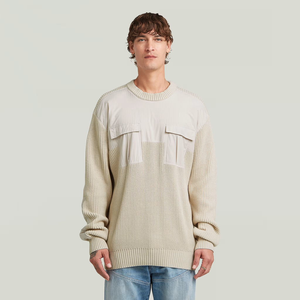 G-Star RAW Woven Mix Whitebalt Knit Pullover